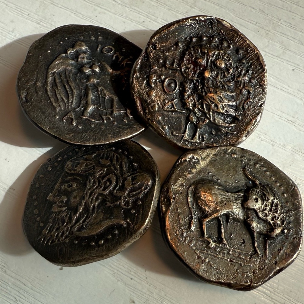 Vintage Antiqued Roman Coin Replica Buttons Set